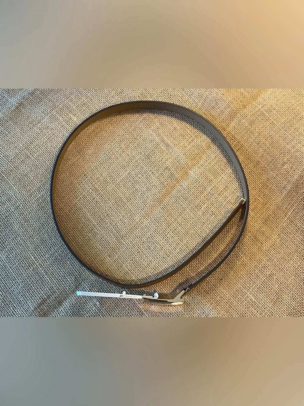 Michael Kors Brown Leather Belt with Gold Plaque